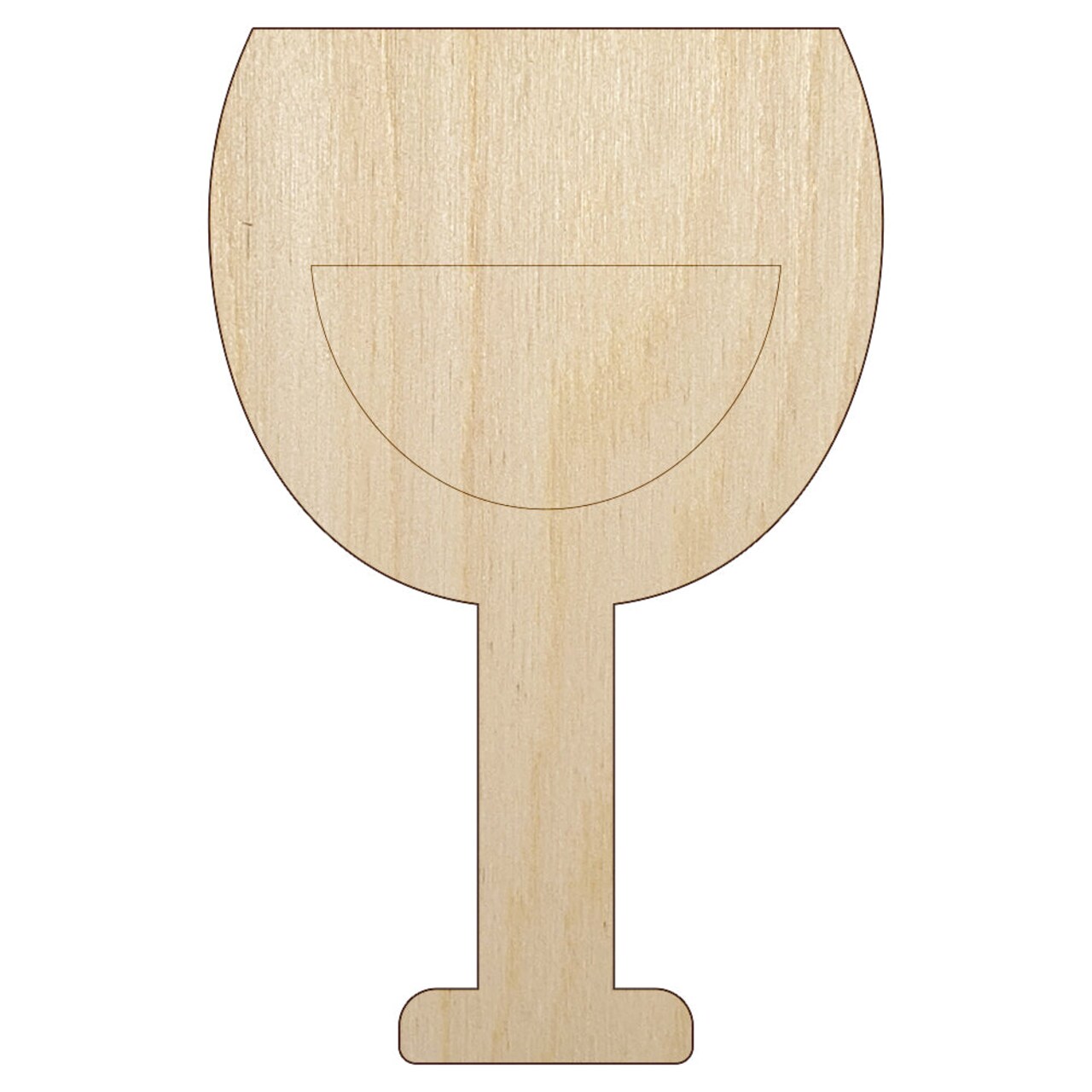 Wine Glass Half Full Unfinished Wood Shape Piece Cutout for DIY Craft Projects